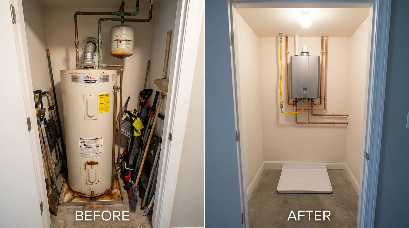 Tank water heater versus wall-mounted tankless unit comparison for Florence, NJ homeowners